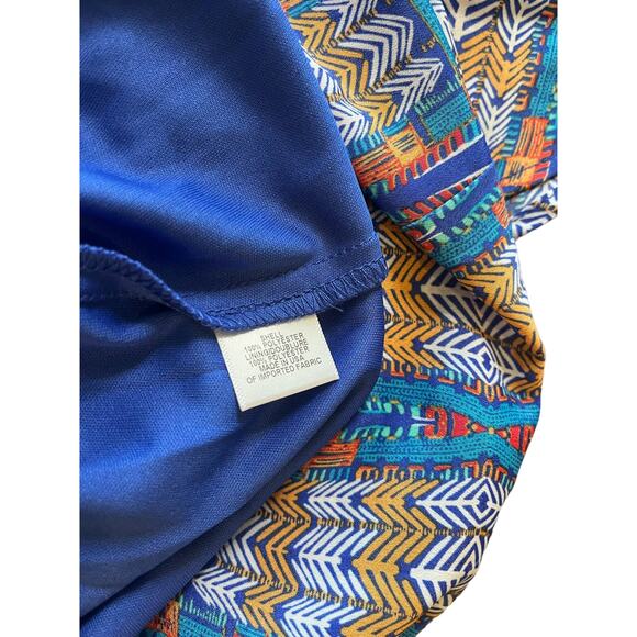 LEYDEN Womens DRESS MED Spaghetti Strap Tiered Bodice Lined V-Neck Blue White - Picture 7 of 9